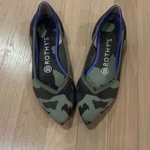 Rothy's Green Camo Pointed Toe Slip-On Flats